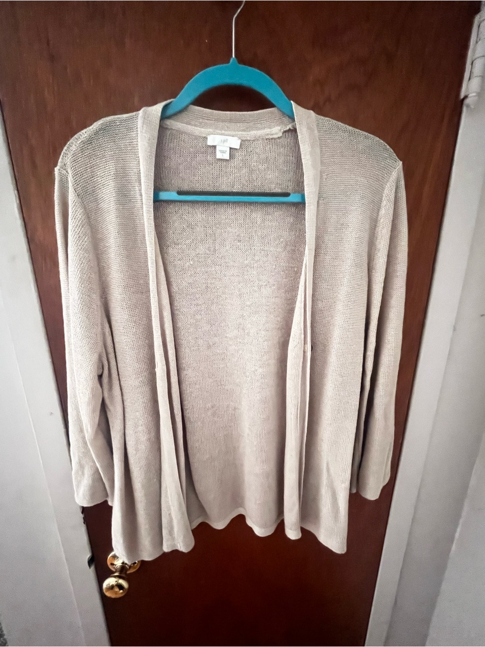 J.Jill Beige Open Knit One Button Cardigan Size Large